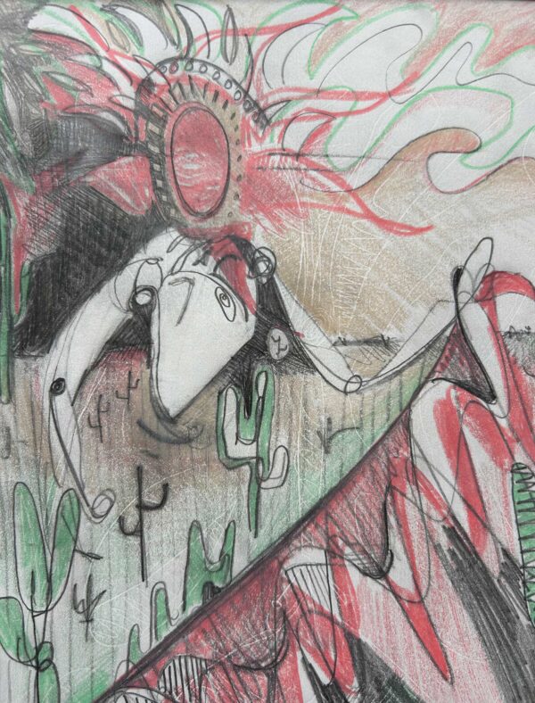 Female Cyborg in Desert, Holding Red Garment - Image 3