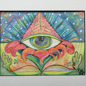 Pyramid Eye Flower Amidst the Starlight Sky and Cacti